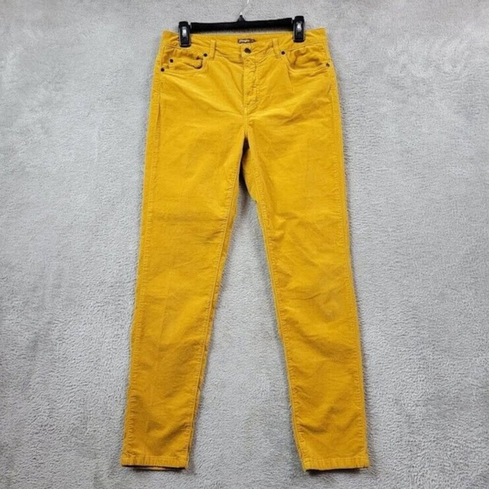 J McLaughlin Corduroy Pants Size 8 Yellow Flat‎ Front Pockets Button Stretch
